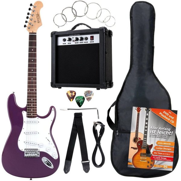 Rocktile E-Gitarre Banger's Pack elektrische Gitarre Komplettset, Banger's Set, inkl. Verstärker, Tasche, Kabel, Gurt, Schule, inkl. Verstärker, Tasche, Kabel, 
