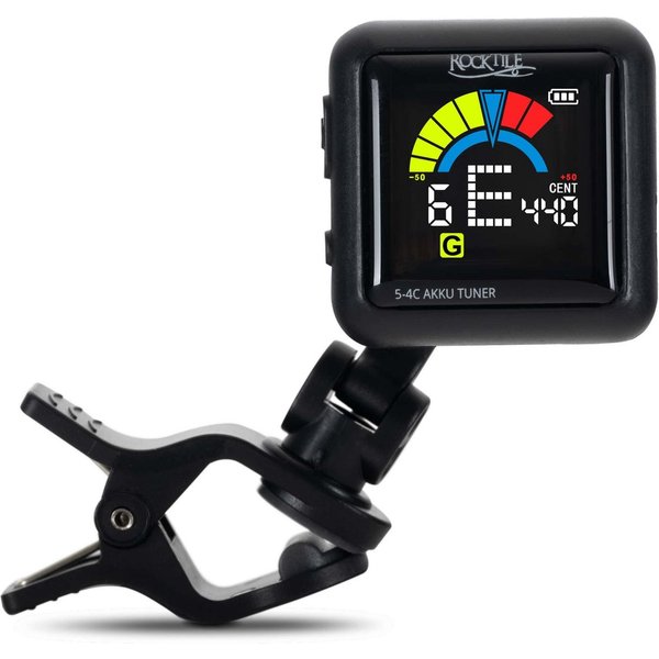 Rocktile Stimmgerät 5-4C AKKU Clip Tuner, (inkl. USB-Ladekabel, 2-tlg), mit integriertem Akku - geeignet für Gitarre, Bass, Ukulele & Violine