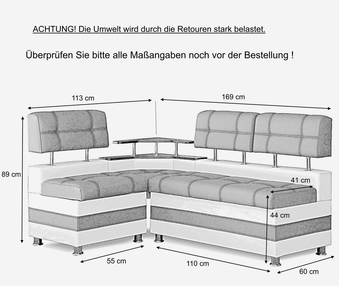 Rodnik Eckbank Latte, mit Stauraum und Ablage, Schenkel wechselbar – Bild 3 von 5