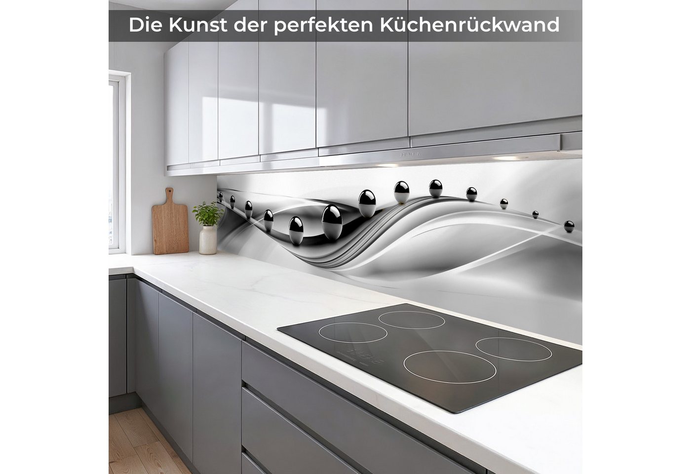 Rodnik Küchenrückwand Schwarze Kugeln, monolithische ABS-Platte mit Direktdruck, formstabil und langlebig – Bild 2 von 5