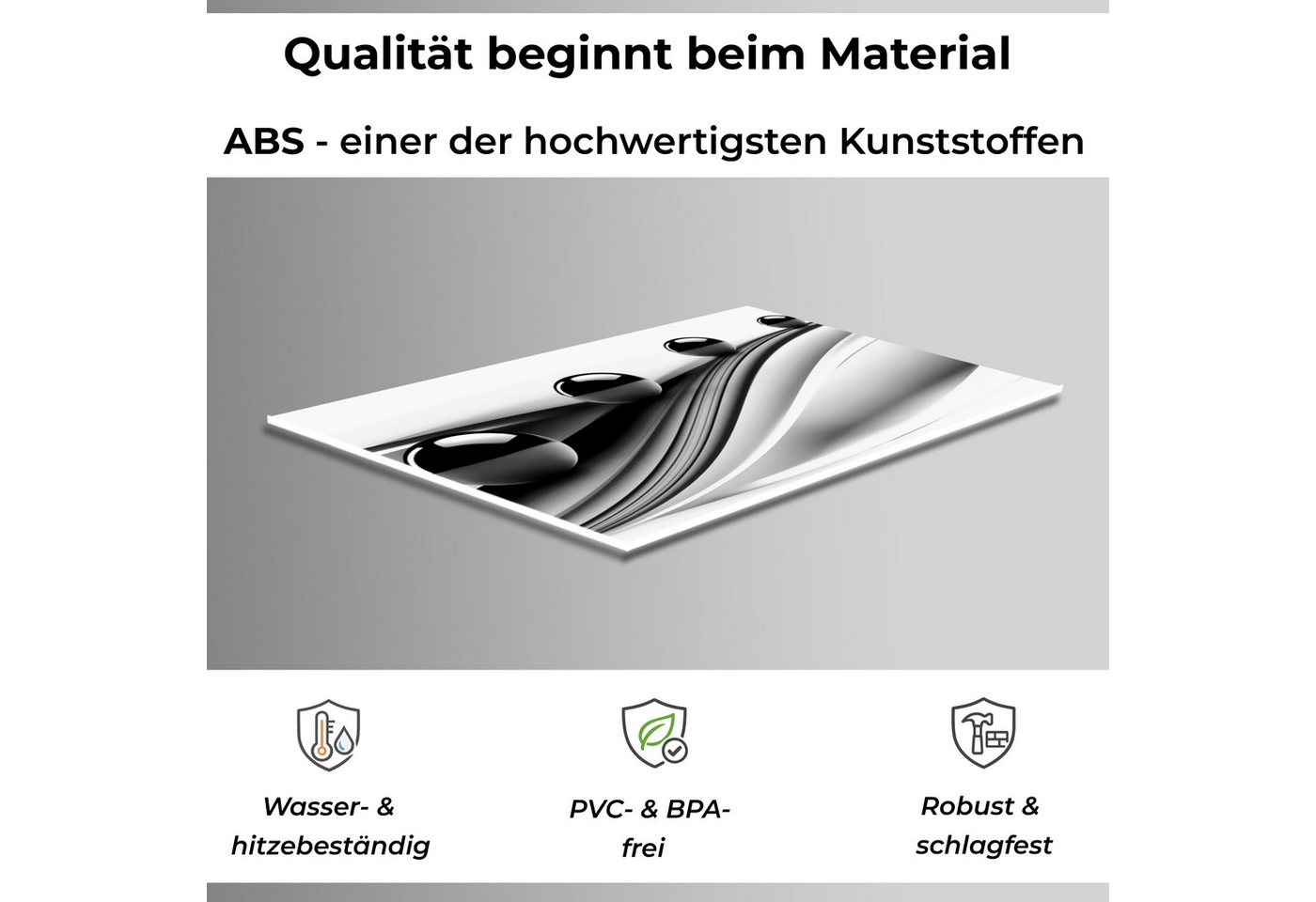 Rodnik Küchenrückwand Schwarze Kugeln, monolithische ABS-Platte mit Direktdruck, formstabil und langlebig – Bild 3 von 5