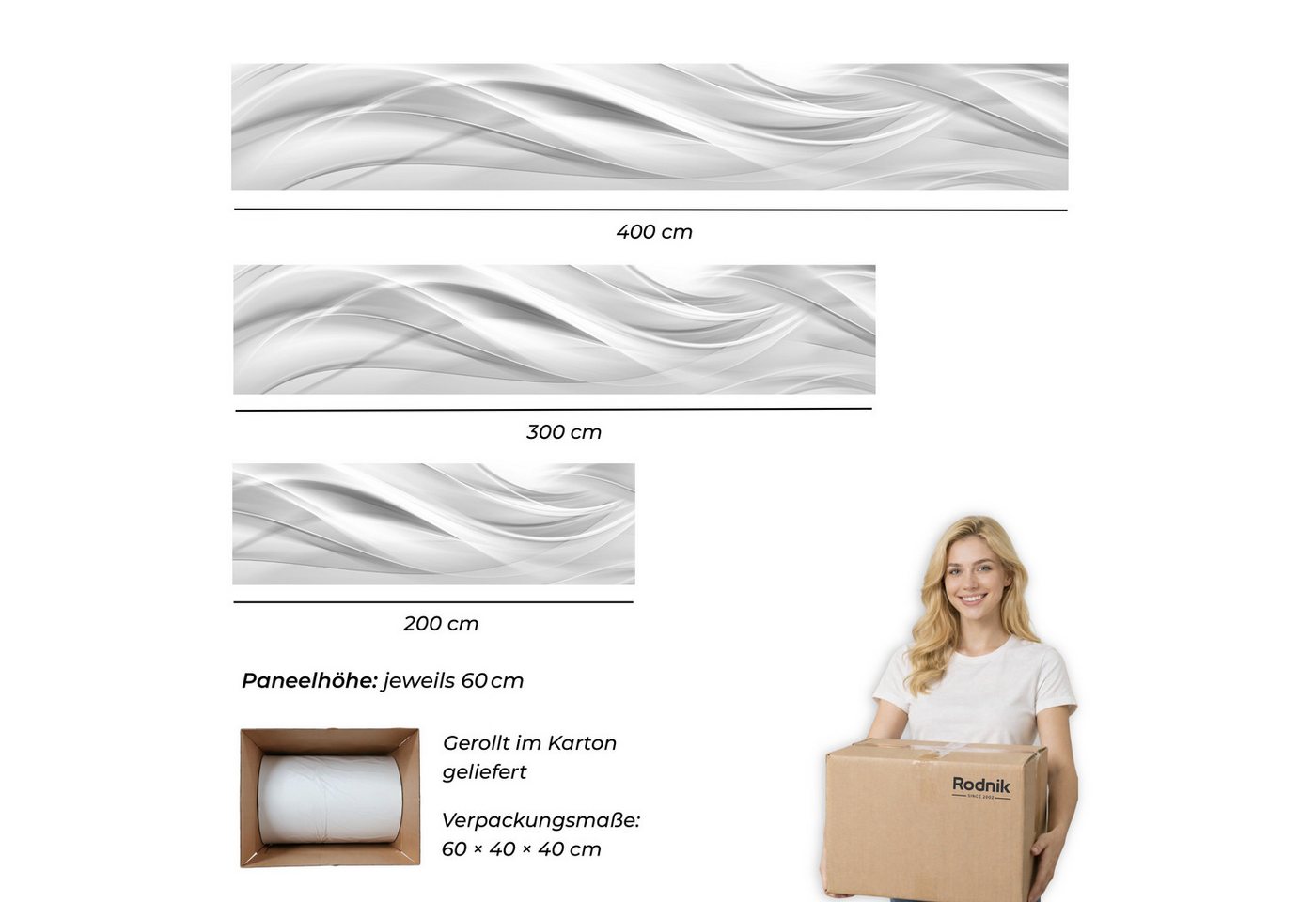 Rodnik Küchenrückwand Silver Waves, monolithische ABS-Platte mit Direktdruck, formstabil und langlebig – Bild 2 von 5