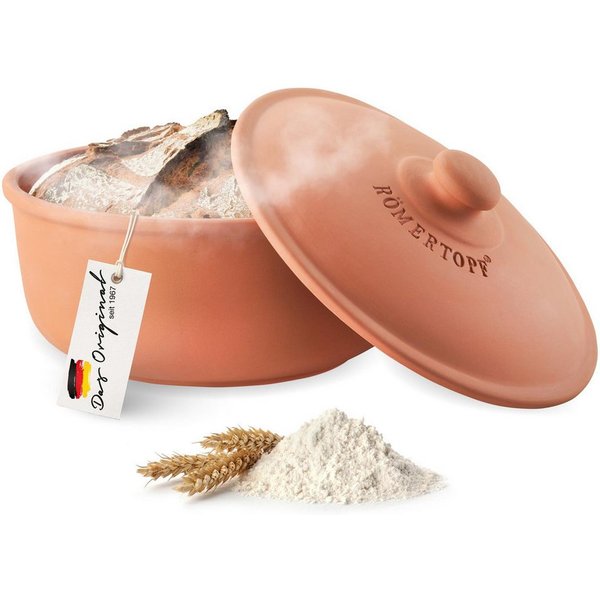 RÖMERTOPF Backform Brot-Backtopf rund, terracotta 2 Liter - MEDI, (Set), antihaft