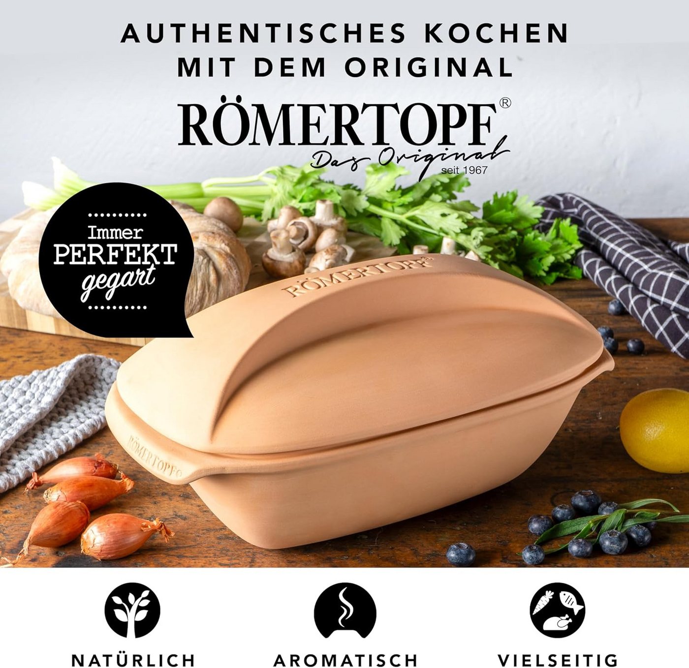 RÖMERTOPF Bräter CULINARIO Bräter, 3 Liter, Keramik (Set), antihaft – Bild 2 von 5