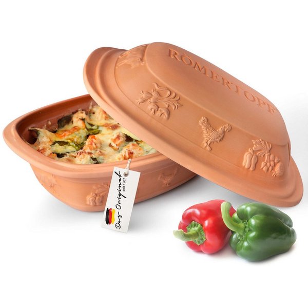 RÖMERTOPF Bräter Großer Bräter RUSTICO, für 6 Personen, Keramik (Set), antihaft