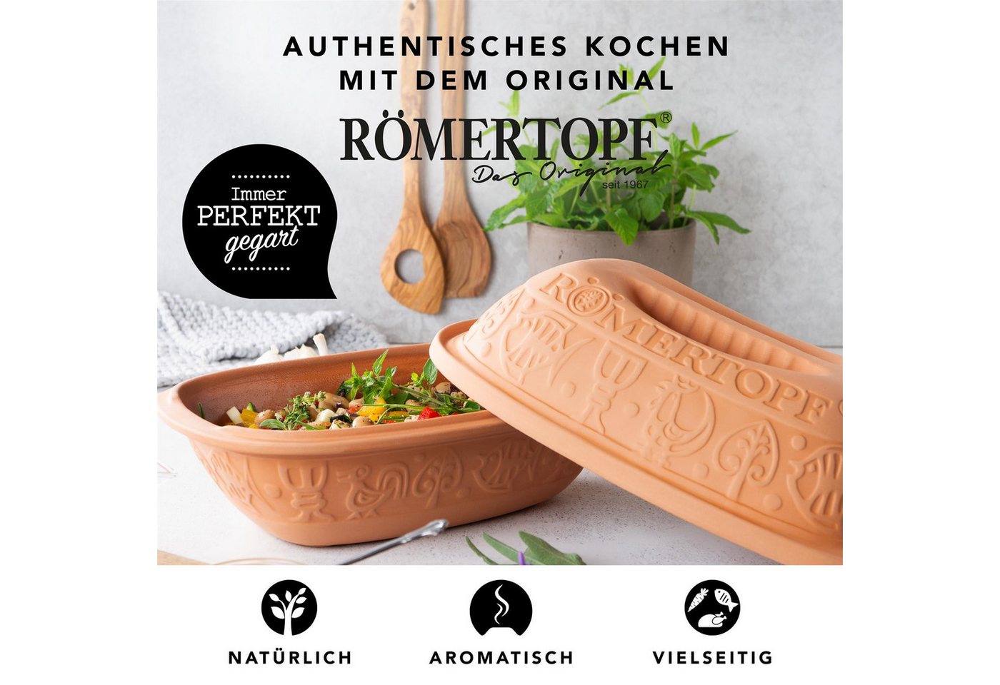 RÖMERTOPF Bräter KLASSIK Bräter, 1,5 Liter, Keramik, Terrakotta – Bild 2 von 5