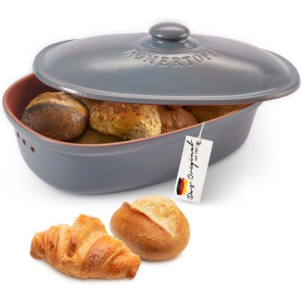 RÖMERTOPF Römertopf Brottopf oval MAXI 6,5 Liter - Keramik Brotkasten, (Set), aus Naturton