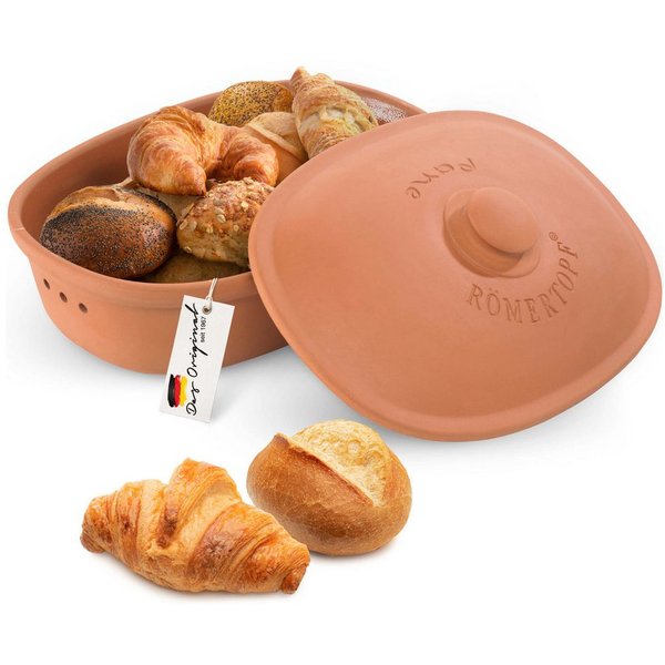 RÖMERTOPF Römertopf Brottopf oval MAXI 6,5 Liter - Keramik Brotkasten, (Set), aus Naturton