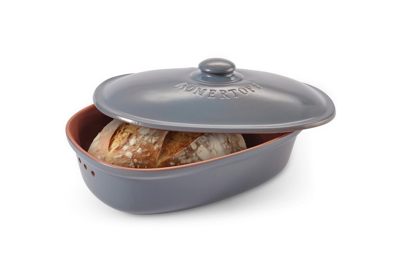 RÖMERTOPF Römertopf Brottopf oval MEDI 2,3 Liter - Keramik Brotkasten, (Set), aus Naturton – Bild 2 von 5