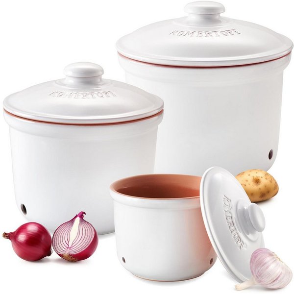 RÖMERTOPF Römertopf Frische-Topf 3er Set, Weiß, (Set), aus Naturton
