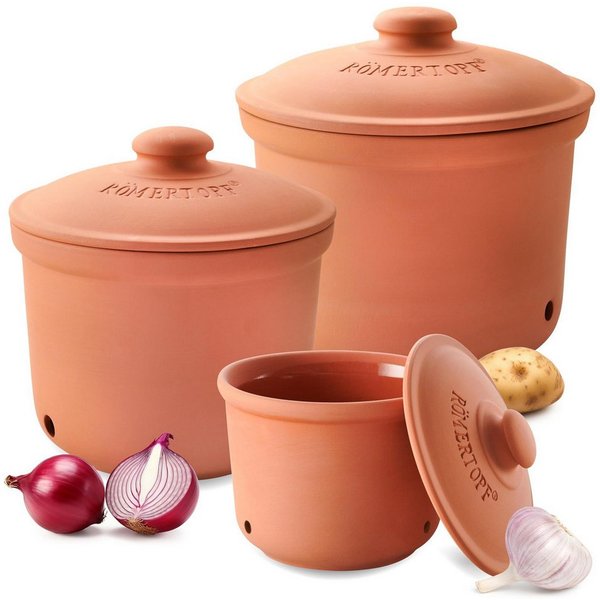 RÖMERTOPF Römertopf Frische-Topf 3er Set, Terrakotta, (Set), aus Naturton