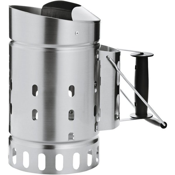 RÖSLE Anzündkamin 25039 (1-tlg), Grillkohleanzünder aus Edelstahl, Funkenschutz