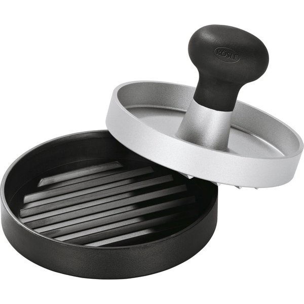RÖSLE Burgerpresse 25082, Aluminiumguss, Kunststoff, Fleischpresse zum einfachen Formen von Burgerpatties, Ø 11 cm