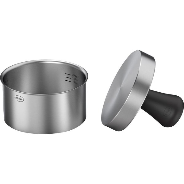 RÖSLE Burgerpresse PRO, 25083, Edelstahl, zum einfachen Formen von Burgerpatties, Ring ohne Boden, Ø 11 cm