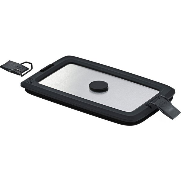 RÖSLE Deckel Edelstahldeckel FLEXX 2GO 0,6 L eckig mit Clips, Deckel für 0,6 L Dose FLEXX 2GO