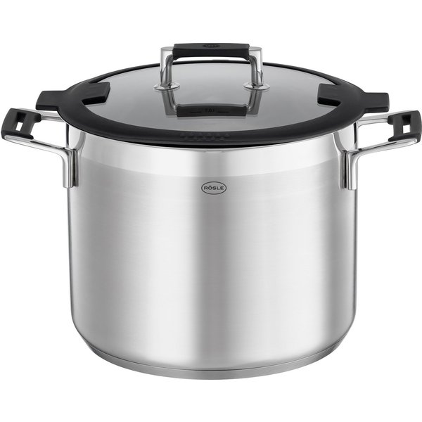 RÖSLE Gemüsetopf SILENCE PRO, Edelstahl 18/10, Suppentopf mit Innenskalierung, 8,7 l, Ø 24 cm, Induktion