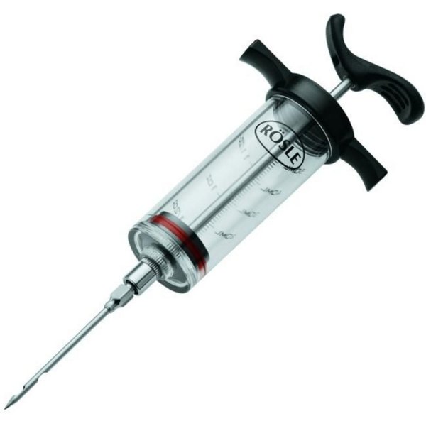 RÖSLE Marinierspritze 25058, Bratenspritze für 50 ml Fleischmarinade, Länge 22,5 cm