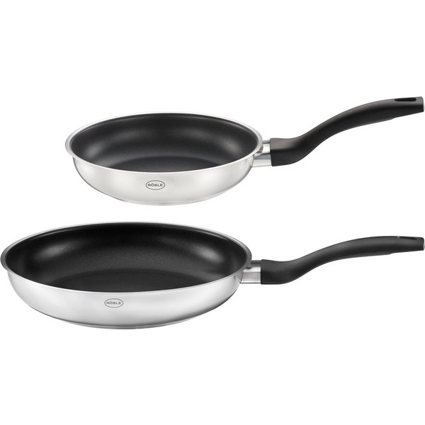 RÖSLE Pfannen-Set BasicLine, Edelstahl 18/10 (Set, 2-tlg., Pfanne Ø 20 cm, Pfanne Ø 24 cm), Ø 20/24 cm, spülmaschinengeeignet, Induktion