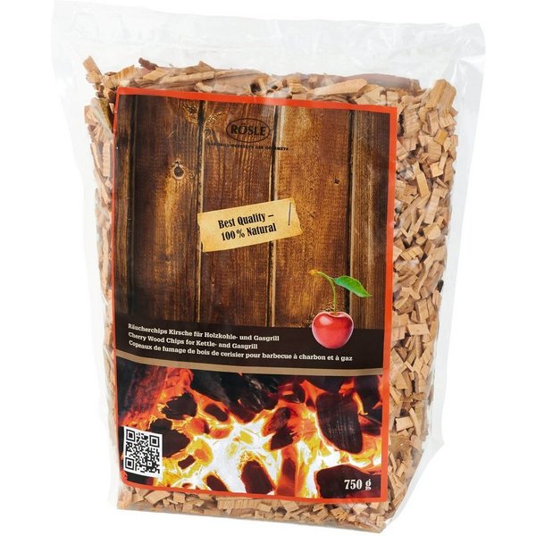 RÖSLE Räucherspäne Räucherchips, 25105, 0,75 kg, Kirsche, für Räucherbox, rauchaktiv, naturbelassenes Holz, 750 g