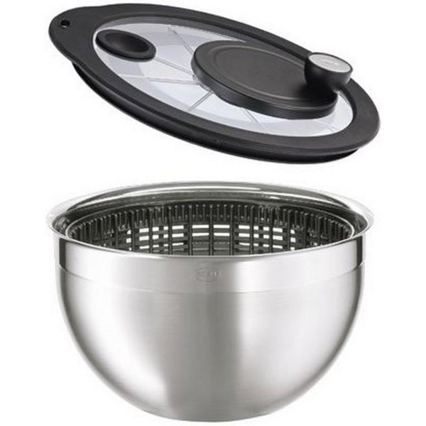 RÖSLE Salatschleuder Salatschleuder mit Glasdeckel 24 cm, Salatschleuder mit Glasdeckel Ø 24 cm