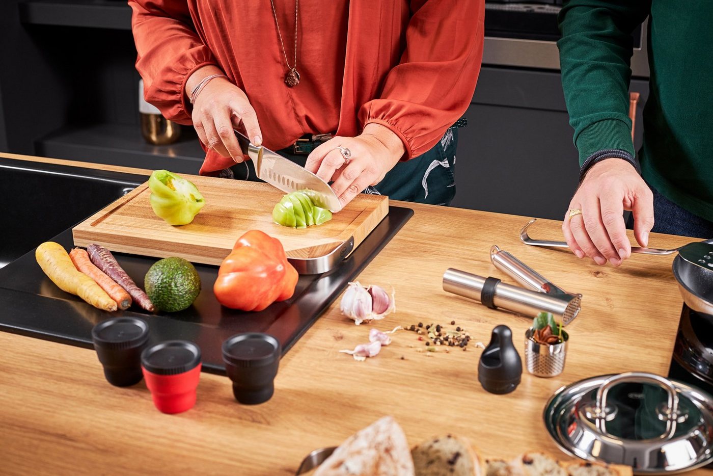 RÖSLE Santokumesser Tradition, für Fleisch, Fisch und Gemüse, Kullenschliff, Klingenspezialstahl – Bild 5 von 5