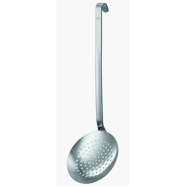 RÖSLE Schaumlöffel, Abseihlöffel mit Hakengriff, Edelstahl 18/10, spülmaschinengeeignet