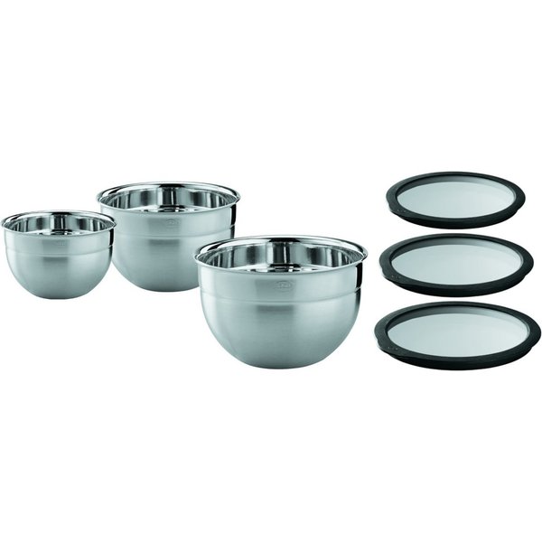 RÖSLE Schüssel Schüssel-Set mit Frischhaltedeckel aus Glas, Edelstahl / Glas / Silikon, (Schüsseln & Schalen)