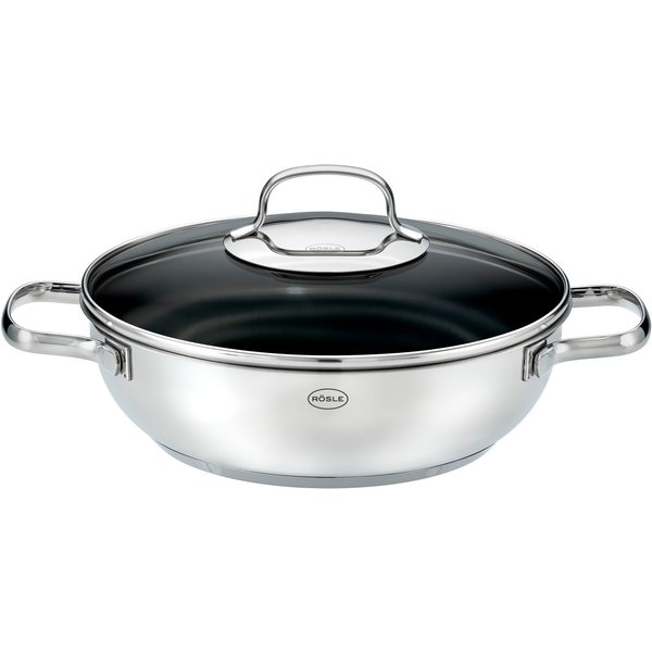 RÖSLE Servierpfanne ELEGANCE ProCera, Edelstahl 18/10 (1-tlg), natürliche Quarzversiegelung ohne PTFE/PFAS, Induktion