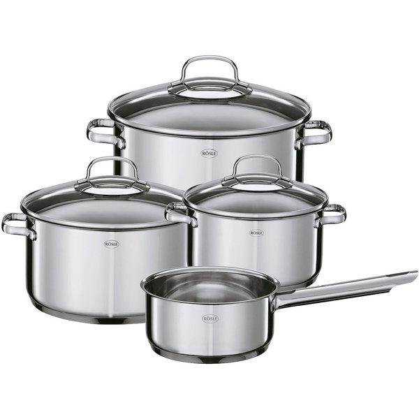 RÖSLE Topf-Set ELEGANCE, Edelstahl 18/10 (Set, 7-tlg), spülmaschinen- und induktionsgeeignet