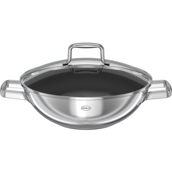 RÖSLE Wok MOMENTS, Antihaftbeschichtung, mit Deckel, Edelstahl 18/10, Ø 28 cm, Induktion
