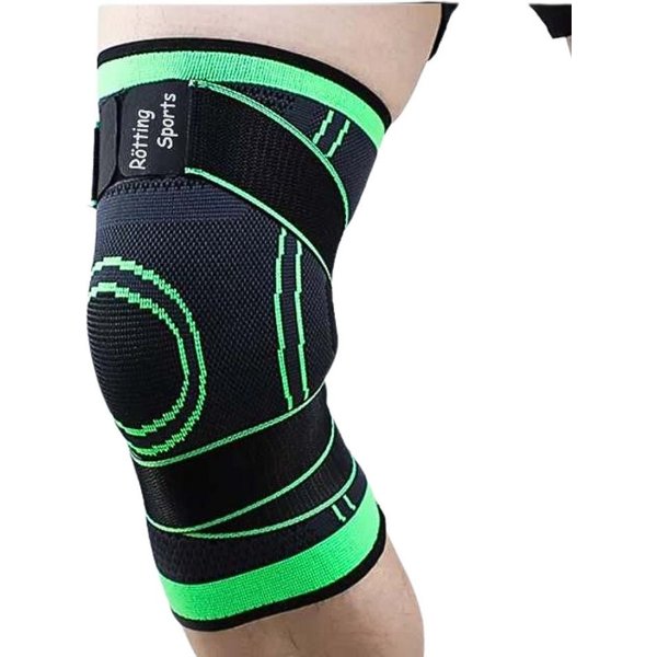 Rötting Design Kniebandage 3D-Kniebandage, Kompression, Knieschutz, Sportbandage Kniestütze, verschiedene Größen zur Auswahl, Farbe: schwarz/grün