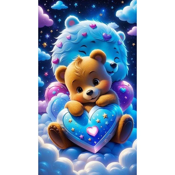 Rötting Design Malen nach Zahlen BASTELIDEE 5d Diamond Painting Set Motiv Teddy im Traumland (Komplett-Set), Diamond Painting Vollbild, Lieferung enthält alle U