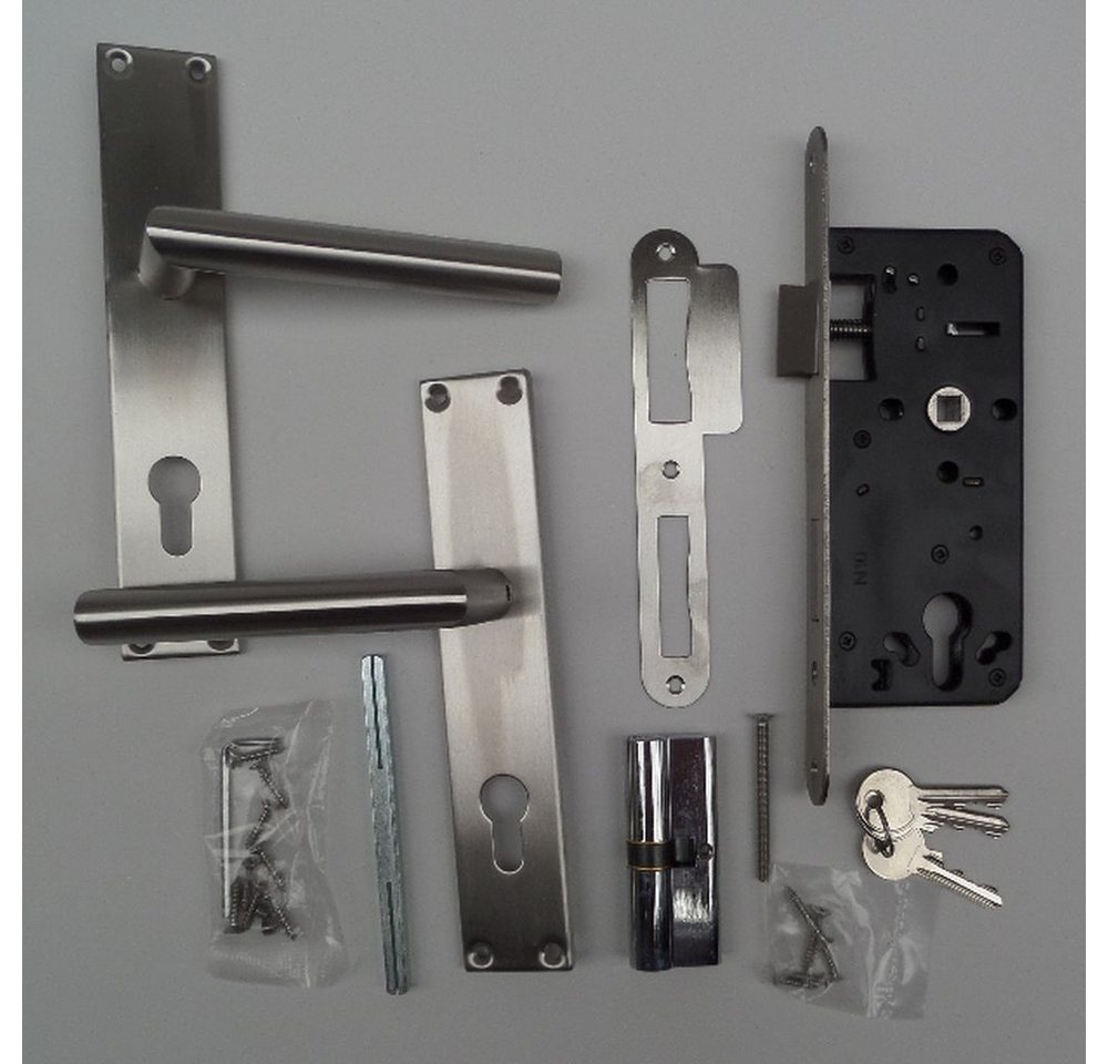 ROG-Gardenline Einsteckschloss SET: EINSTECKSCHLOSS FÜR GARTENTÜR - EDELSTAHL TÜRSCHILD + 3 SCHLÜSSEL, Dornmaß 45 mm, rechts / links wechselbar, witterungsbestä – Bild 3 von 5
