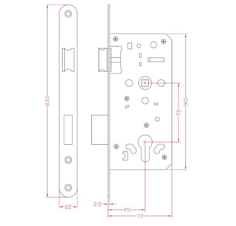 ROG-Gardenline Einsteckschloss SET: EINSTECKSCHLOSS FÜR GARTENTÜR - SCHWARZ ROSETTEN + 3 SCHLÜSSEL, Dornmaß 45 mm, rechts / links wechselbar, witterungsbeständi – Bild 2 von 5