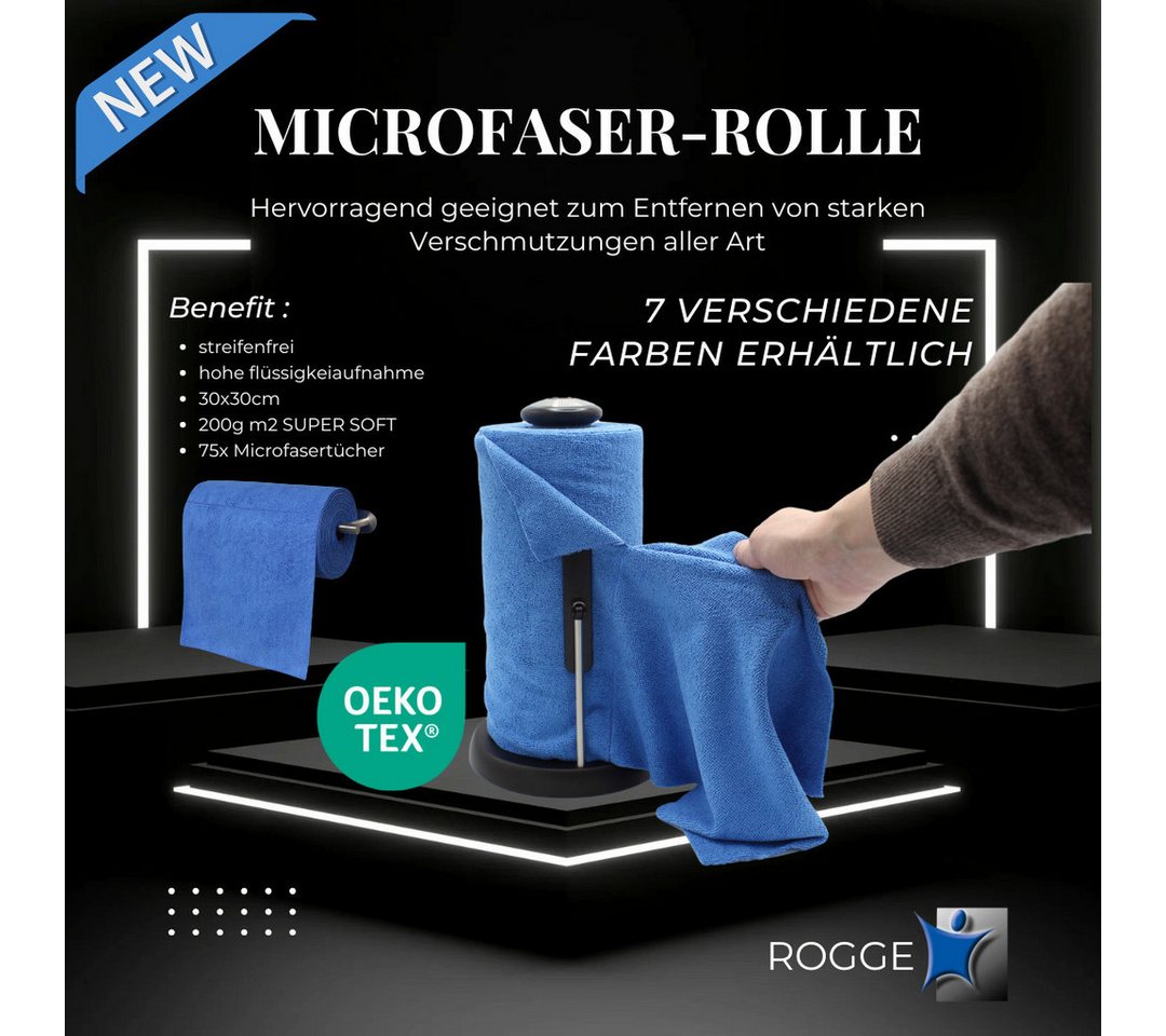 Rogge Premium Microfaser 75 Tücher auf Rolle, Super Soft 30x30cm Mikrofasertuch – Bild 2 von 5