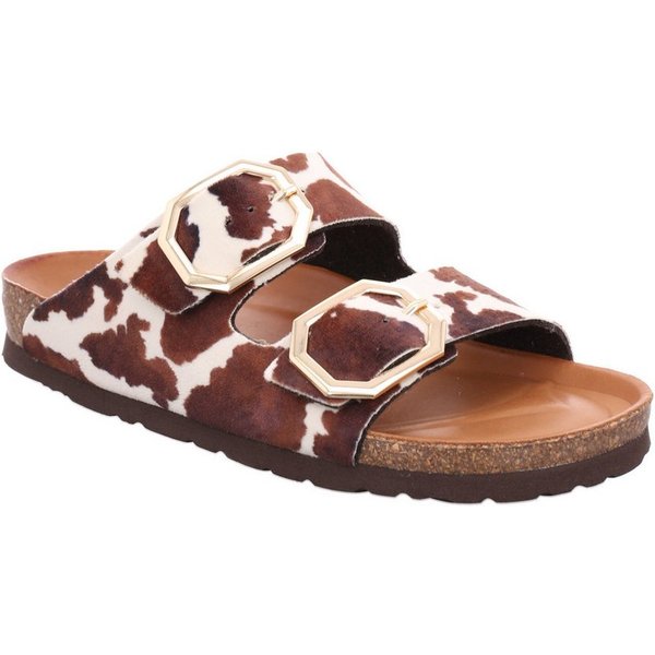 Rohde Alba Giraffe Pantolette Sommerschuh, Hausschuh mit angesagtem Kuhfell-Print