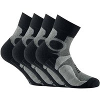 ROHNER Rohner Basic Unisex Trekking Quarter Socken, 4er Pack - Basic Outdoor Socks, Sportsocken, Größe 43-46 in Grau