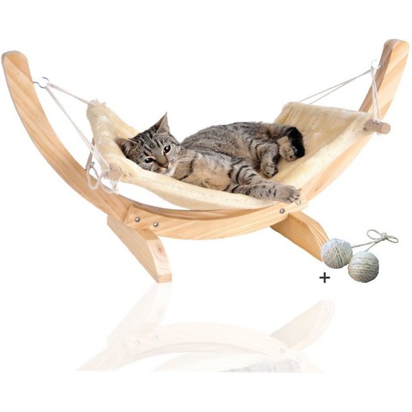 Rohrschneider Katzenliege Katzenhängematte Cat Relax, Schlafplatz Katzenbett Katzenkorb, beige