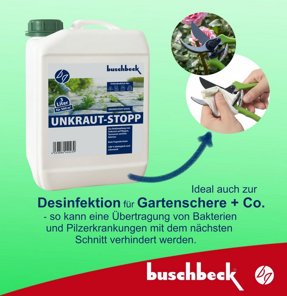 Rohrschneider Unkrautbekämpfungsmittel Buschbeck Unkraut-Stopp – natürlicher Unkrautvernichter bis 500 m² – Bild 4 von 5