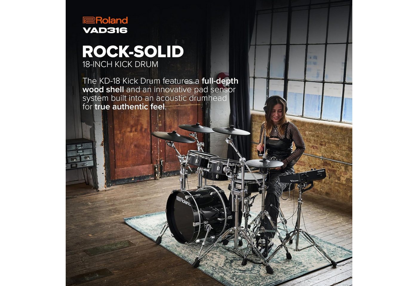 Roland Audio E-Drum Roland E-Drum VAD316 elektronisches Schlagzeug mit Hardware,E-Drum, elektronisch – Bild 4 von 5