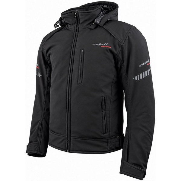 roleff Motorradjacke RO1513 Softshelljacke Kapuze – wasserdicht, atmungsaktiv, Protektoren auch in großen Größen, Kapuze abnehmbar