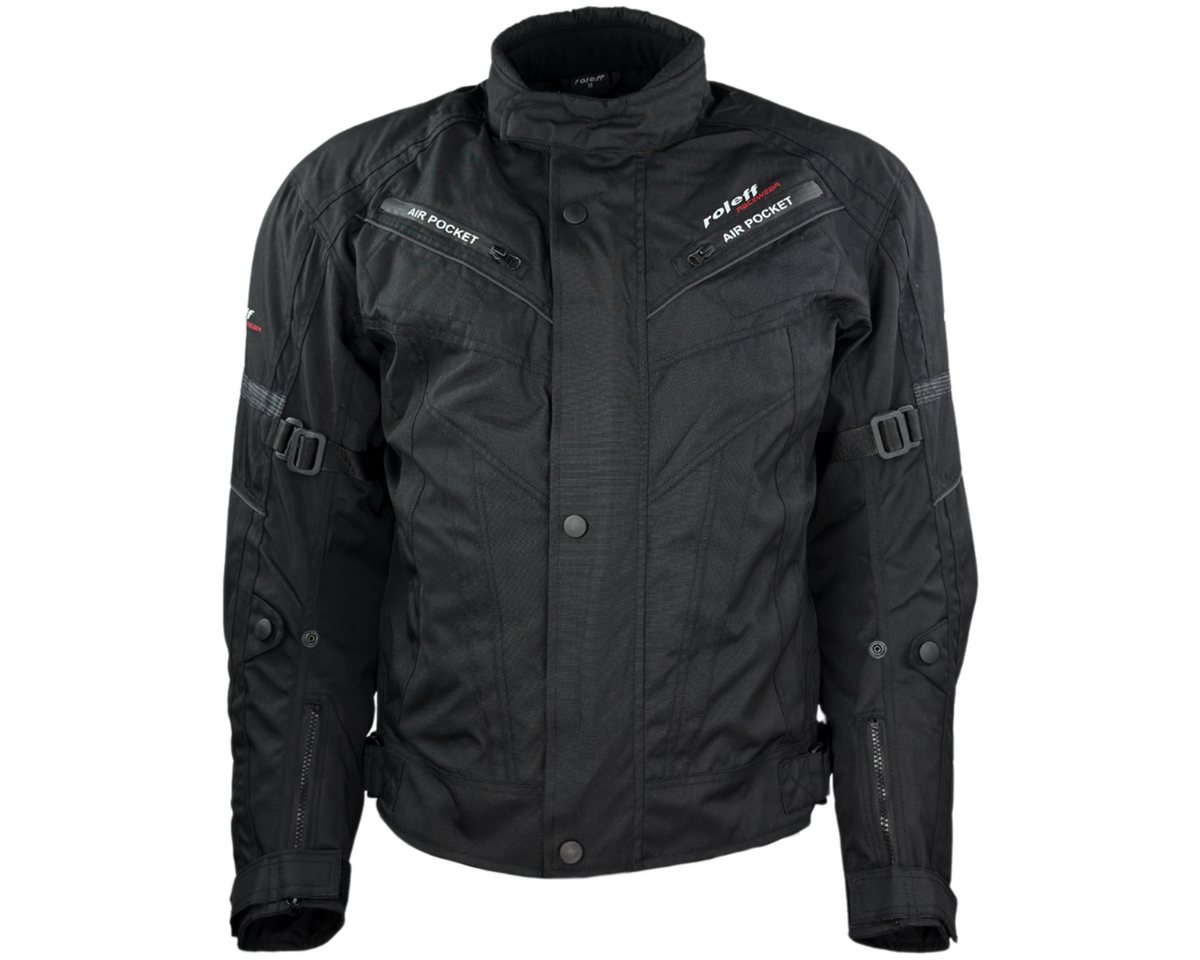 roleff Motorradjacke RO545 - Schwarz, wasserdicht, atmungsaktiv & mit Protektoren auch in großen Größen, in verschiedenen Farben erhältlich – Bild 2 von 5