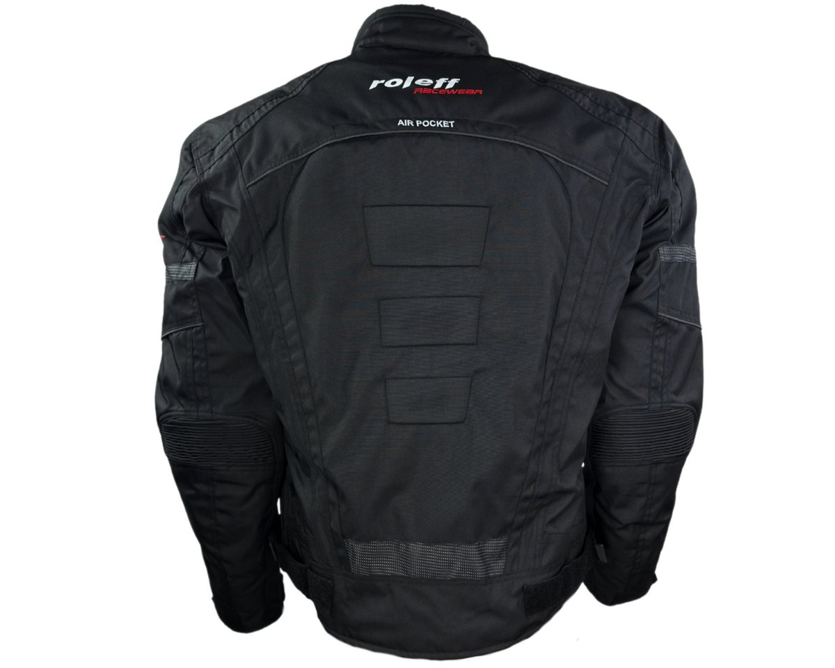 roleff Motorradjacke RO545 - Schwarz, wasserdicht, atmungsaktiv & mit Protektoren auch in großen Größen, in verschiedenen Farben erhältlich – Bild 3 von 5
