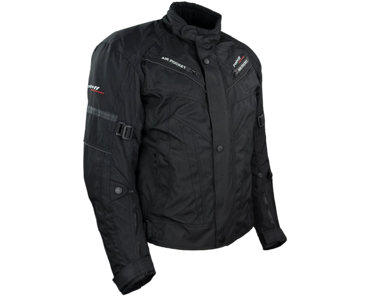 roleff Motorradjacke RO545 - Schwarz, wasserdicht, atmungsaktiv & mit Protektoren auch in großen Größen, in verschiedenen Farben erhältlich – Bild 4 von 5