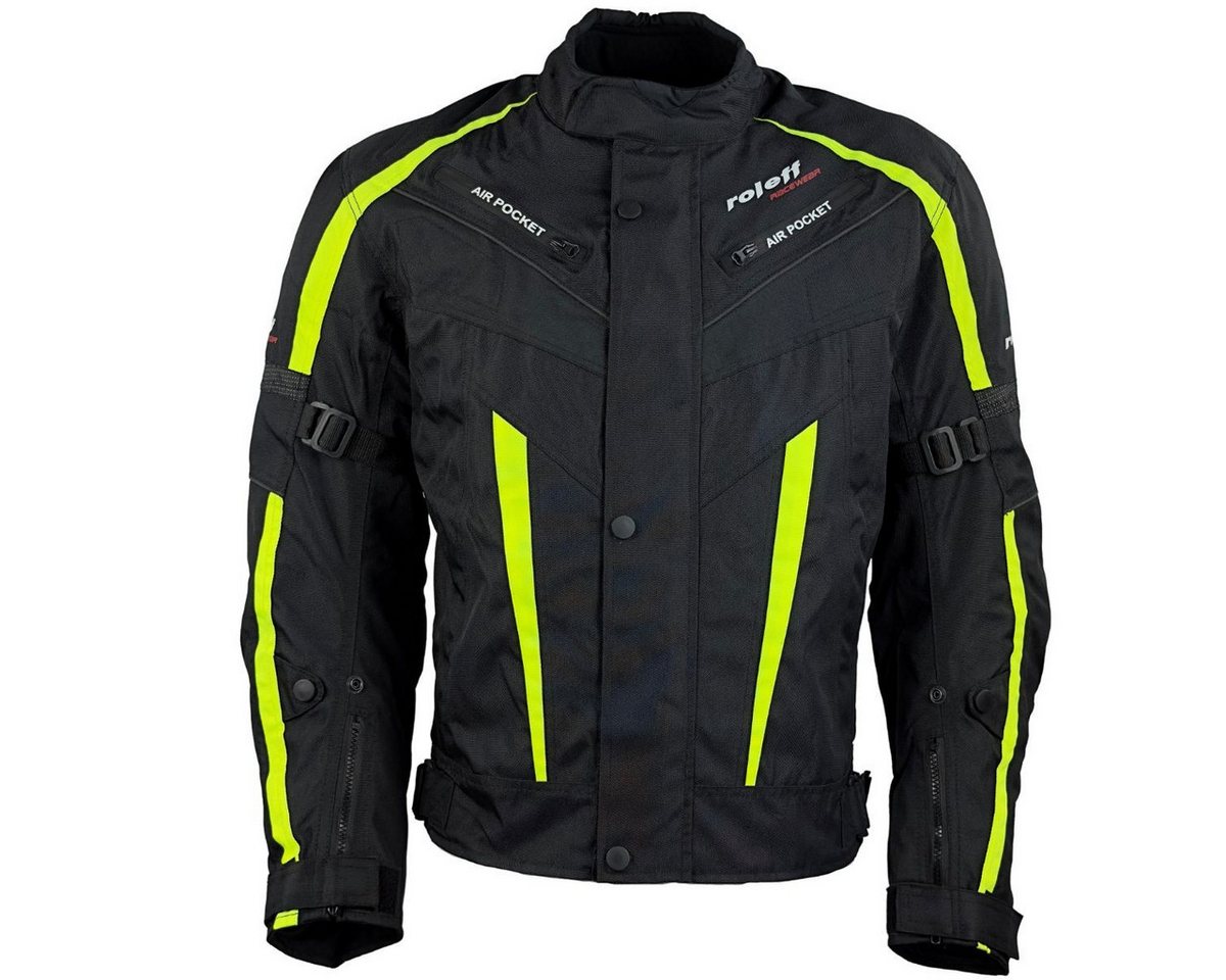 roleff Motorradjacke RO548 - Neongelb, wasserdicht, atmungsaktiv & mit Protektoren auch in großen Größen, in verschiedenen Farben erhältlich – Bild 2 von 5