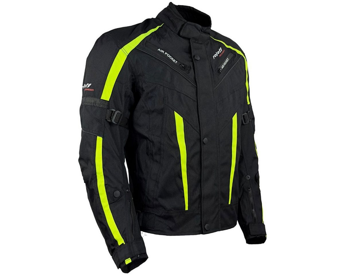 roleff Motorradjacke RO548 - Neongelb, wasserdicht, atmungsaktiv & mit Protektoren auch in großen Größen, in verschiedenen Farben erhältlich – Bild 3 von 5