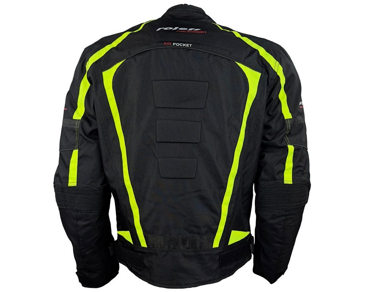 roleff Motorradjacke RO548 - Neongelb, wasserdicht, atmungsaktiv & mit Protektoren auch in großen Größen, in verschiedenen Farben erhältlich – Bild 4 von 5