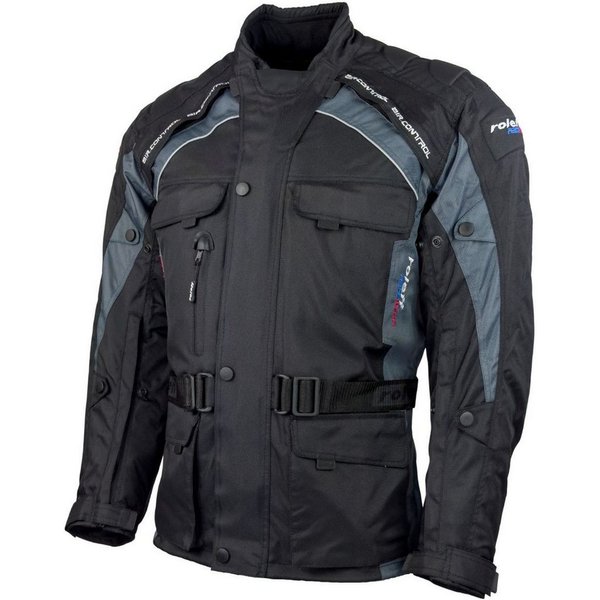 roleff Motorradjacke RO781 - Schwarz-Grau, wasserdicht, atmungsaktiv & mit Protektoren auch in großen Größen, in verschiedenen Farben erhältlich