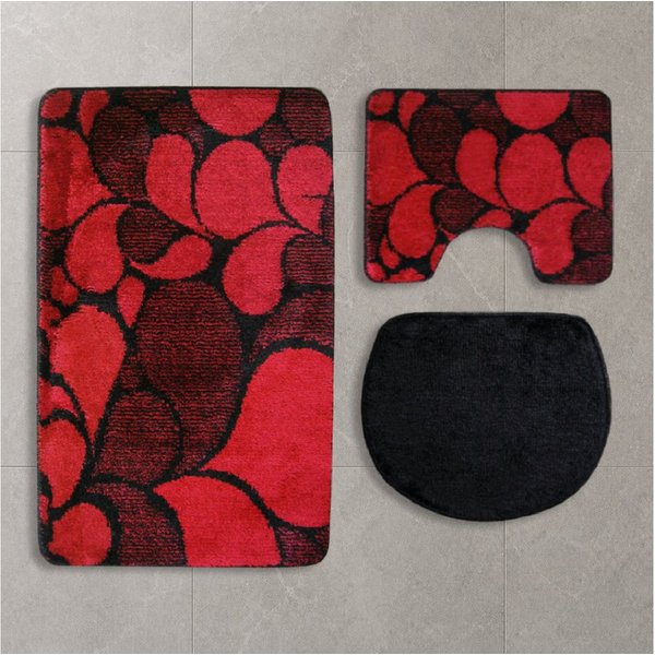 ROLFNERS Badematte Badezimmerteppich Badteppich Set 3 tlg, Weicher Flor, Rutschfest, schnell trocknend, fußbodenheizungsgeeignet, Polypropylen, Florhöhe ca. 15 