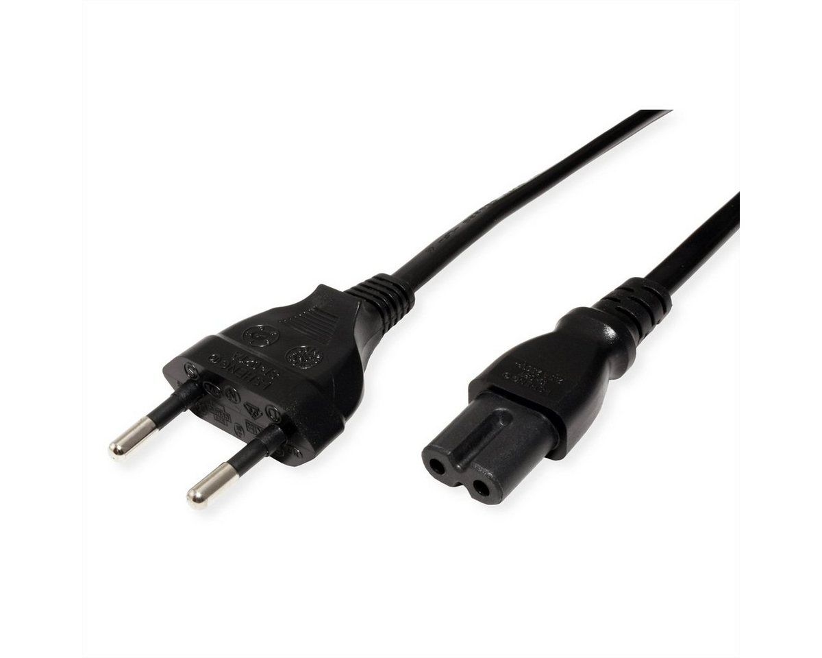ROLINE Netzkabel Euro-Flachstecker auf C7, 2polig Stromkabel, Eurostecker, 2,5A, CEE 7/16, Typ-C Männlich (Stecker), IEC320 C7, Rasierer, 2,5A Weiblich (Buchse) – Bild 2 von 2